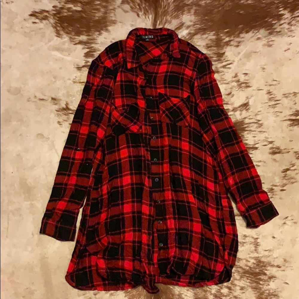 Buffalo plaid long button up